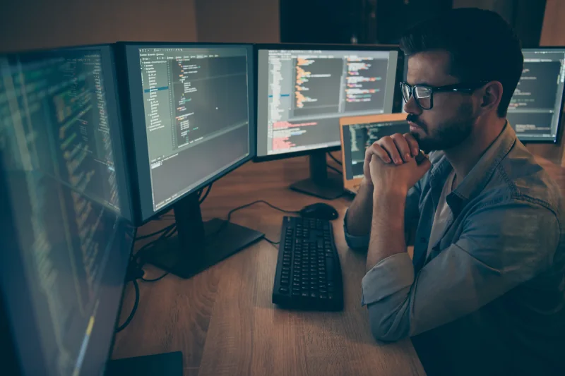 Software development workstation with multiple monitors